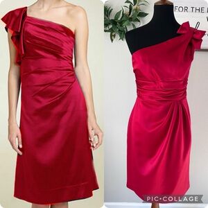 David’s Bridal red one shoulder dress. Size 6